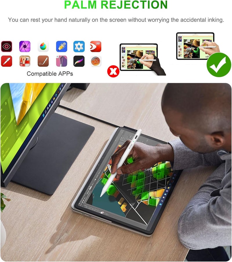 HATOKU Pencil for iPad A16 11/10th Generation: 15 Mins Fast Charging Pencil Pro with Tilt Sensitivity Pixel Precision & Palm Rejection for iPad 6-11th Gen - Air 3 4 5 M2 M3 - Pro 11 12.9 M4 - Mini 5 6 - Image 5